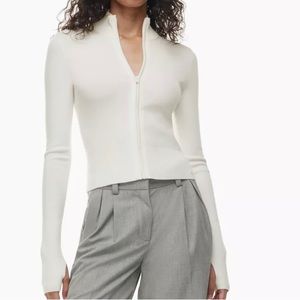 Aritzia- Sunday Best White Tutor Zip Up
